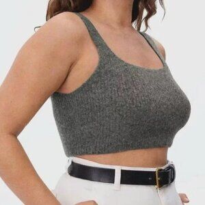 Everlane The Cozy-Stretch Tank Wool In Dark Gray New